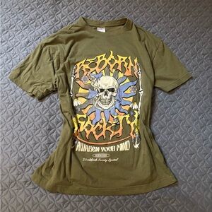 Sage green grunge Graphic band T with Skull Design